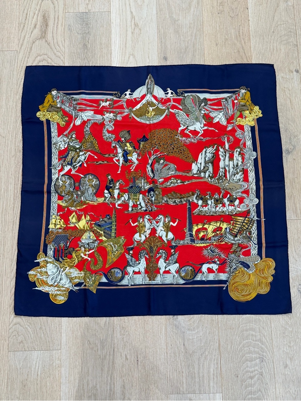 Vintage Hermes Carre 90 ‘Au Fil de la Soie’ Silk Scarf Designed By Annie Faivre